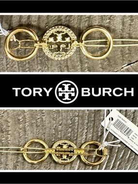 Tory Burch Gold Logo Hair Link Barrette NWT